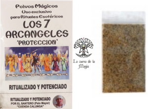 Polvos mágicos ritualizados. Usos exclusivo esotérico, no apto para alimentación.
Llevar en cartera, bolso, bolsillo, coche, mesita de noche, etc.
Esparcirlos por los rincones de tu hogar o local.
En tus rituales o hechizos.
Quemar en sahumerio junto a resinas, hierbas o solo.
Esparcir en velas, altares...
Ritualizado por el santero (Palo Mayor) "Cuenda Calunga"
Incluye oración.