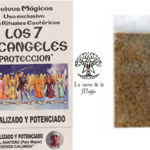 Polvos mágicos ritualizados.  Usos exclusivo esotérico, no apto para alimentación. Llevar en cartera, bolso, bolsillo, coche, mesita de noche, etc. Esparcirlos por los rincones de tu hogar o local. En tus rituales o hechizos. Quemar en sahumerio junto a resinas, hierbas o solo. Esparcir en velas, altares... Ritualizado por el santero (Palo Mayor) "Cuenda Calunga" Incluye oración.