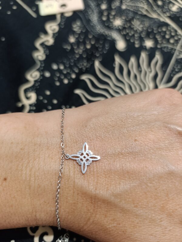 Pulsera nudo de bruja acero plateado - Imagen 2